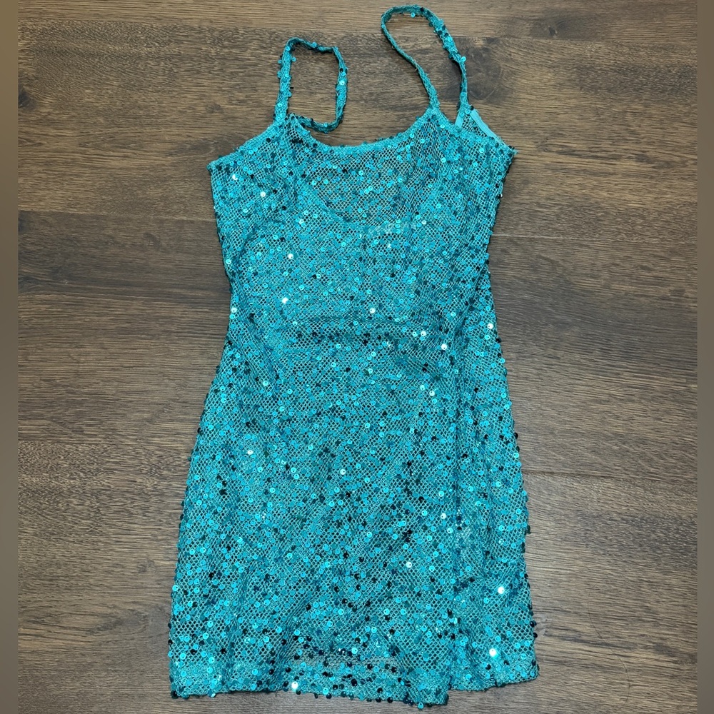 Peppermayo Teal Sequin Dress